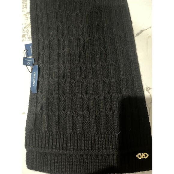 COLE HAAN 100 Percent Wool Scarf New With Tags.  Black 9”x76” - Picture 1 of 6